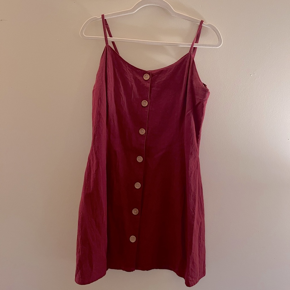 LA Hearts Maroon Linen Mini Dress